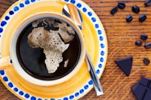 africa map into a cup of coffee