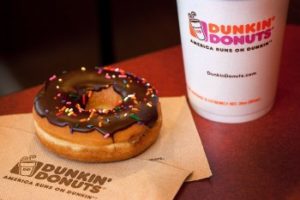 Dunkin' Donuts coffee and chocolate donut